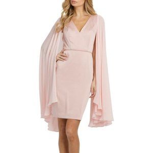 MAC DUGGAL CAPE-LIKE SLEEVE sheath dress,SZ 14, NEW, COLOR BLUSH